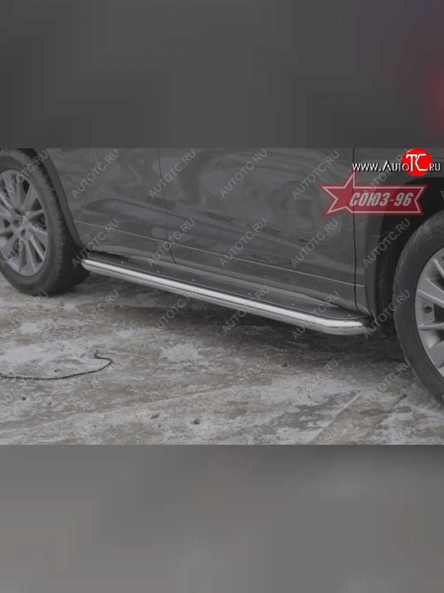 Защита порогов с листом Souz-96 (d60). Toyota Highlander XU50 дорестайлинг (2013-2017)  в Воронеже Воронежской области