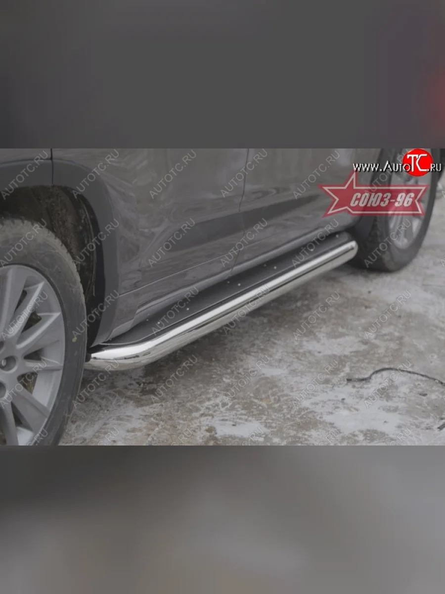Защита порогов с листом Souz-96 (d76).  Toyota Highlander (2013-2017) XU50  в Керчи Республика Крым