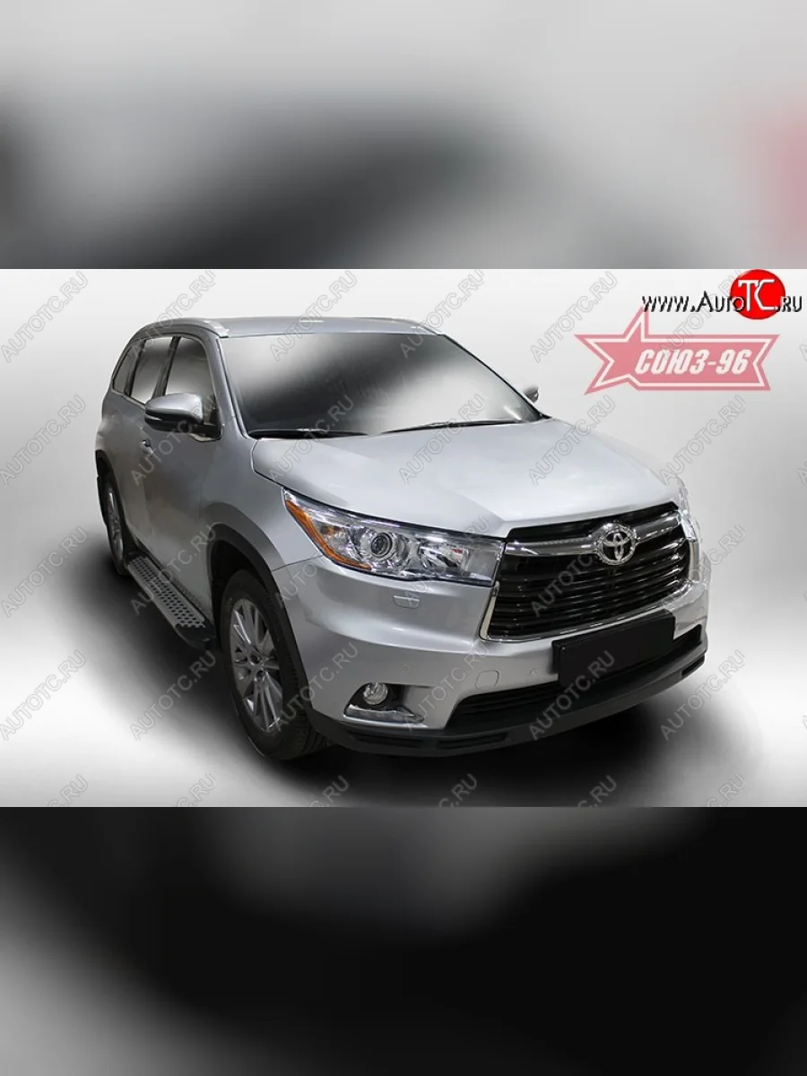 Пороги из алюминиевого профиля Souz-96 Toyota Highlander XU50 дорестайлинг (2013-2017)  в Самаре Самарской области