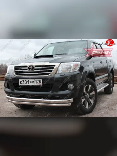 Защита переднего бампера двойная Souz-96 (d76/60) Toyota Hilux  AN20,AN30 (2011-2016)  2-ой рестайлинг