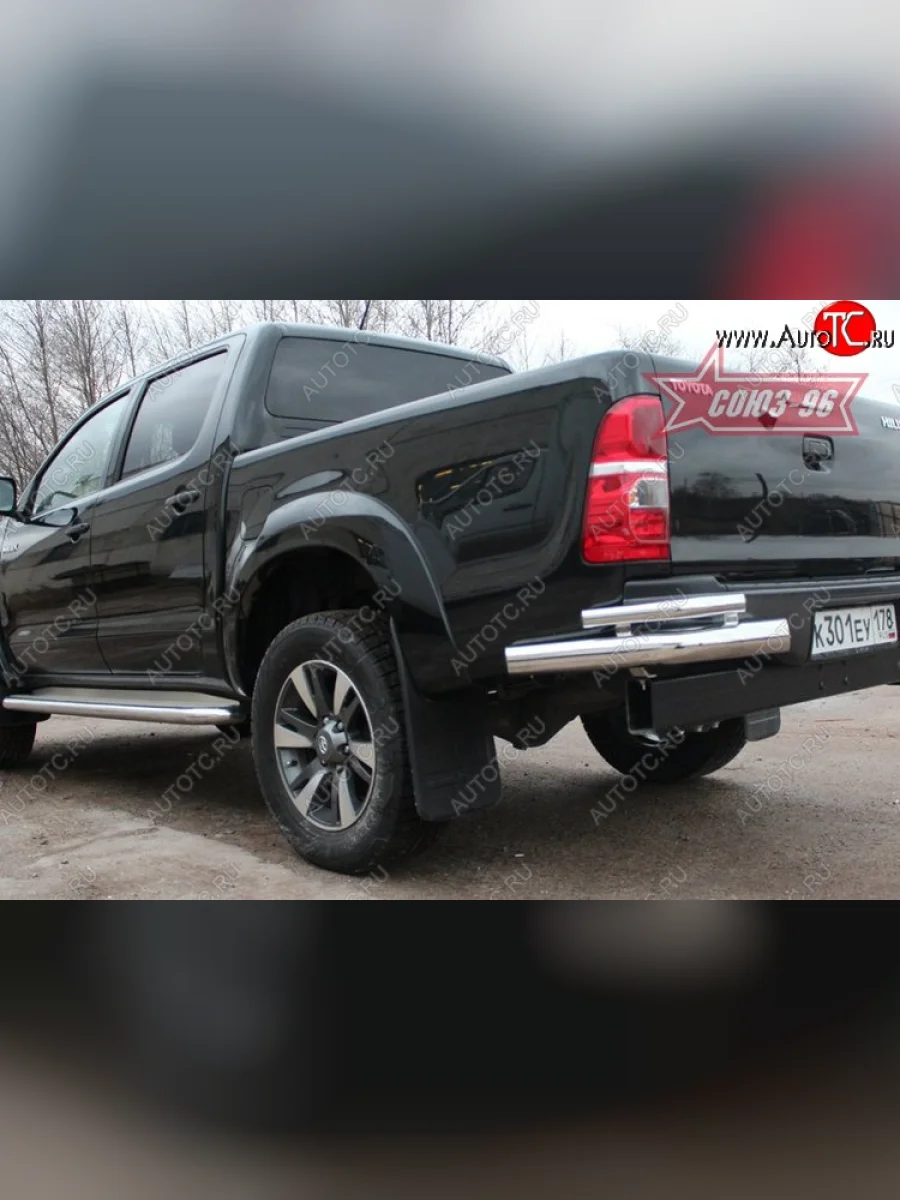 Защита заднего бампера из двойных боковых уголков Souz-96 (d76/42)  Toyota Hilux (2008-2011) AN10,AN20  в Керчи Республика Крым