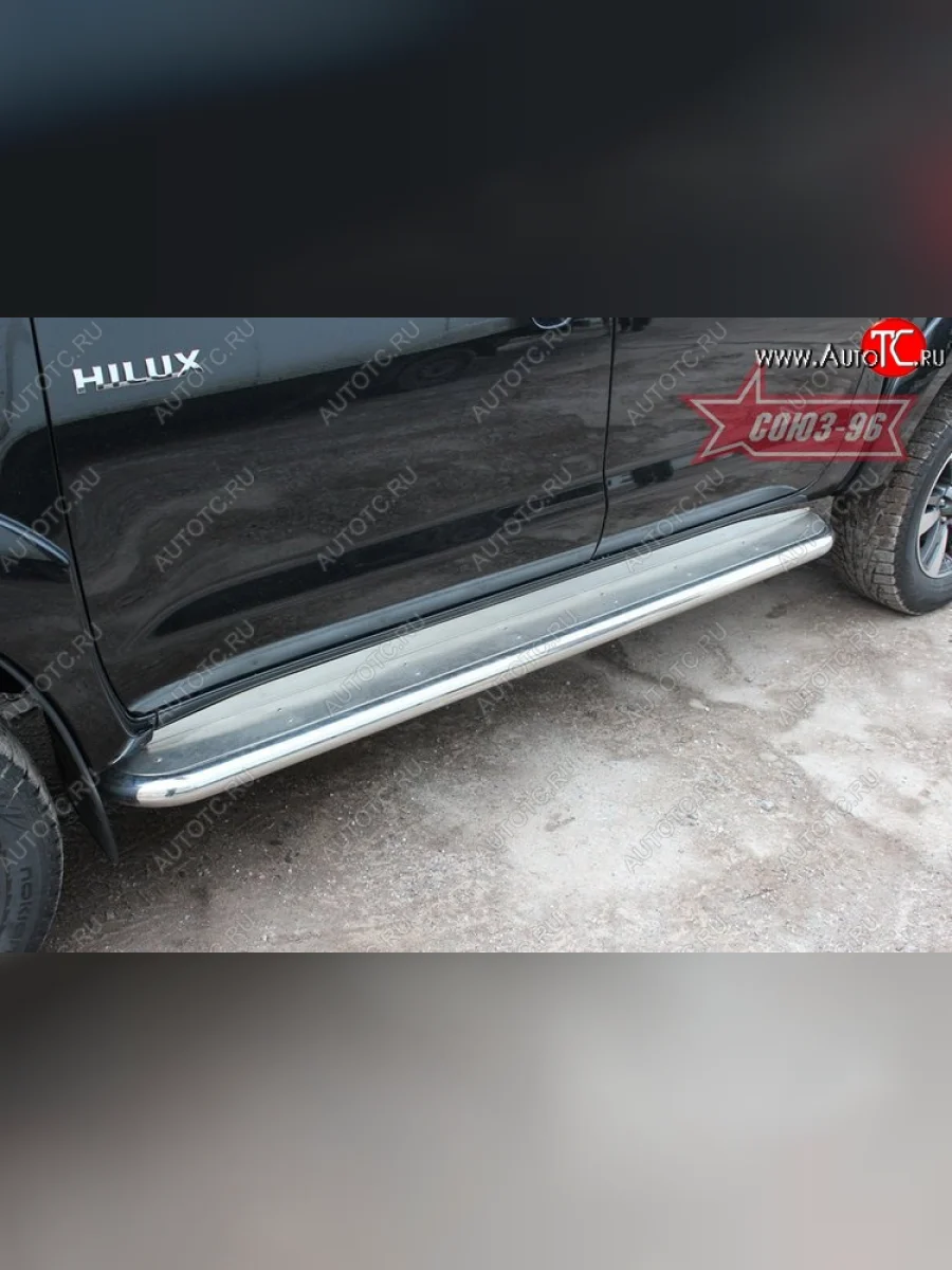 Защита порогов с листом Souz-96 (d60). Toyota Hilux AN10,AN20 дорестайлинг (2004-2008)  в Перми Пермском крае