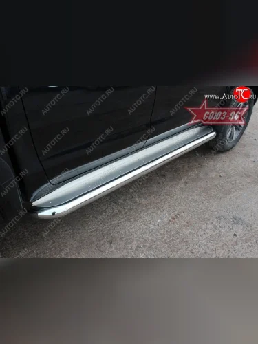 Защита порогов с листом Souz-96 (d76). Toyota Hilux  AN10,AN20 (2004-2011) дорестайлинг, 1-ый рестайлинг