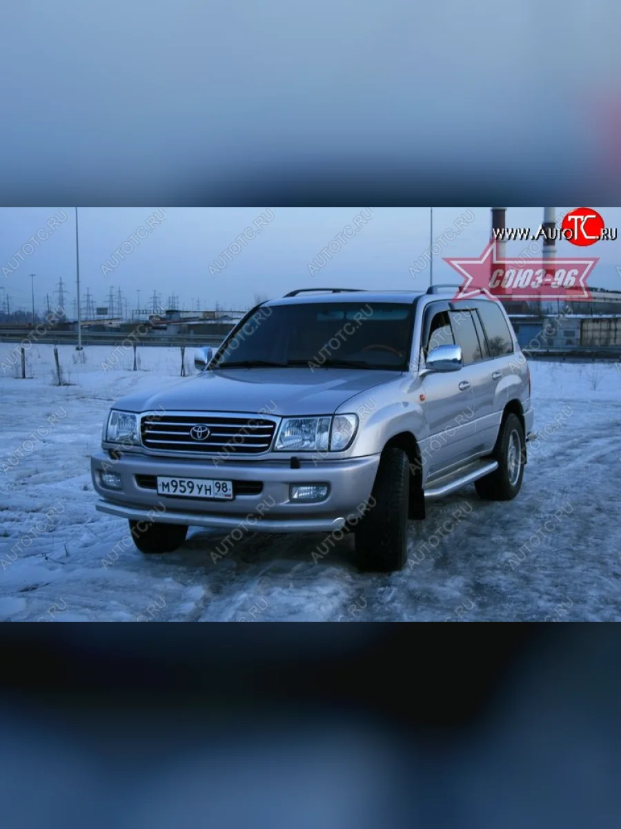 Защита переднего бампера одинарная Souz-96 (d76) Toyota Land Cruiser 10 100 1-ый рестайлинг (2002-2005)  в Керчи Республика Крым