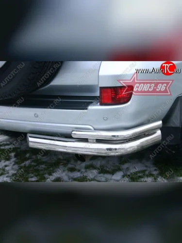 Защита заднего бампера из двойных боковых уголков Souz-96 (d76/42) Toyota Land Cruiser Prado  J120 (2002-2009)