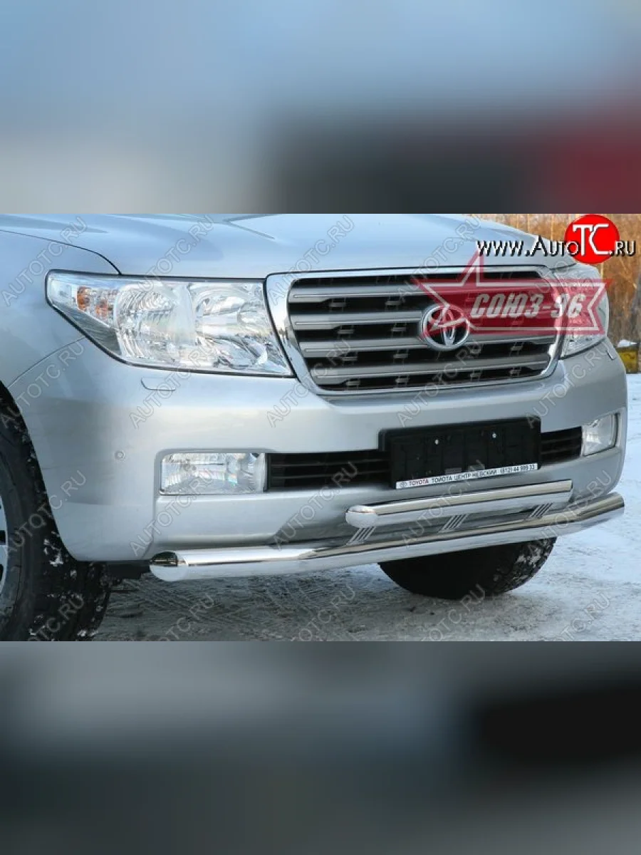 Защита переднего бампера двойная Souz-96 (d76/60)  Toyota Land Cruiser (2007-2012) 200  в Керчи Республика Крым