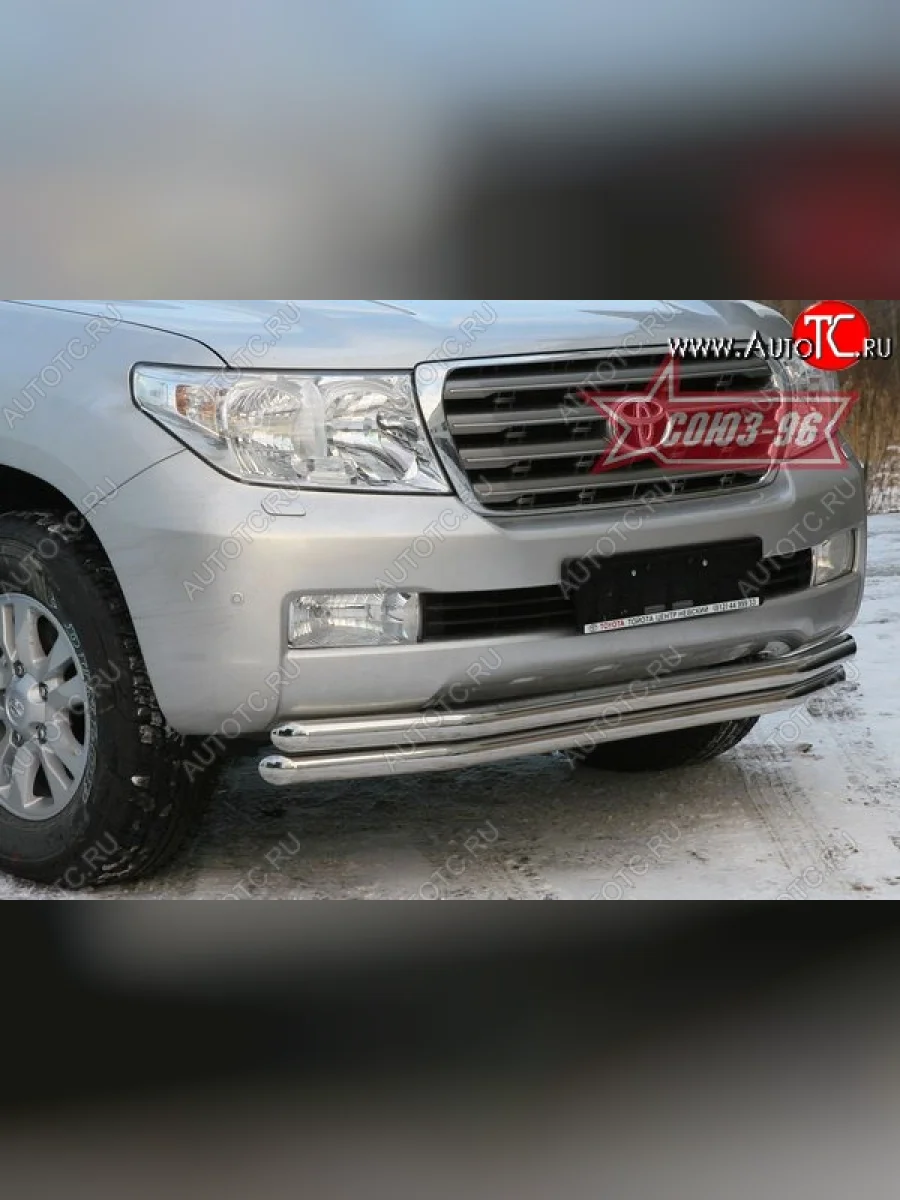Защита переднего бампера двойная Souz-96 (d60/60).  Toyota Land Cruiser (2007-2012) 200  в Самаре Самарской области