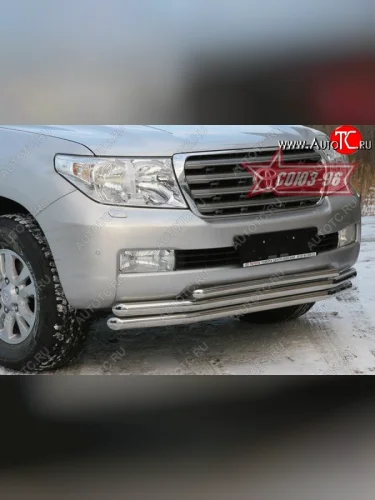 Защита переднего бампера тройная Souz-96 (d60/60/42). Toyota Land Cruiser  200 (2007-2012) дорестайлинг