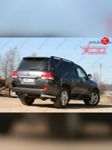 Защита заднего бампера из двойных боковых уголков диаметром 89 мм SOUZ-96 Toyota Land Cruiser  200 (2007-2012) дорестайлинг