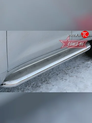 Защита порогов с листом Souz-96 (d76). Toyota Land Cruiser  200 (2007-2012) дорестайлинг