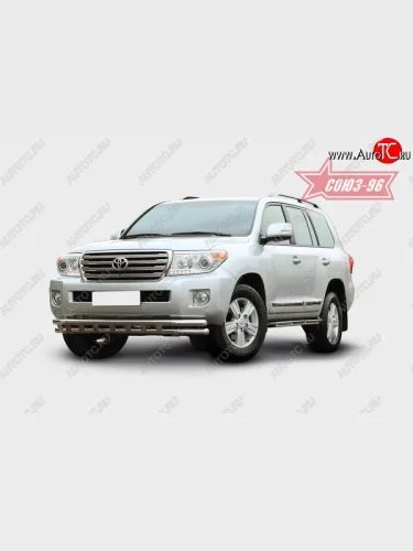 Защита переднего бампера двойная с элементами из профиля Souz-96 (d60/60) Toyota Land Cruiser  200 (2012-2015) 1-ый рестайлинг