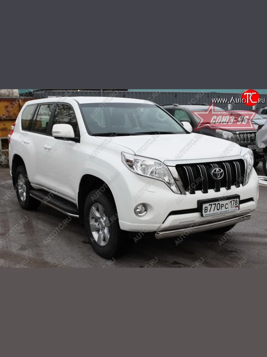 Защита переднего бампера одинарная из овальной трубы Souz-96 (d75x42)  Toyota Land Cruiser Prado (2013-2017) J150  в Самаре Самарской области