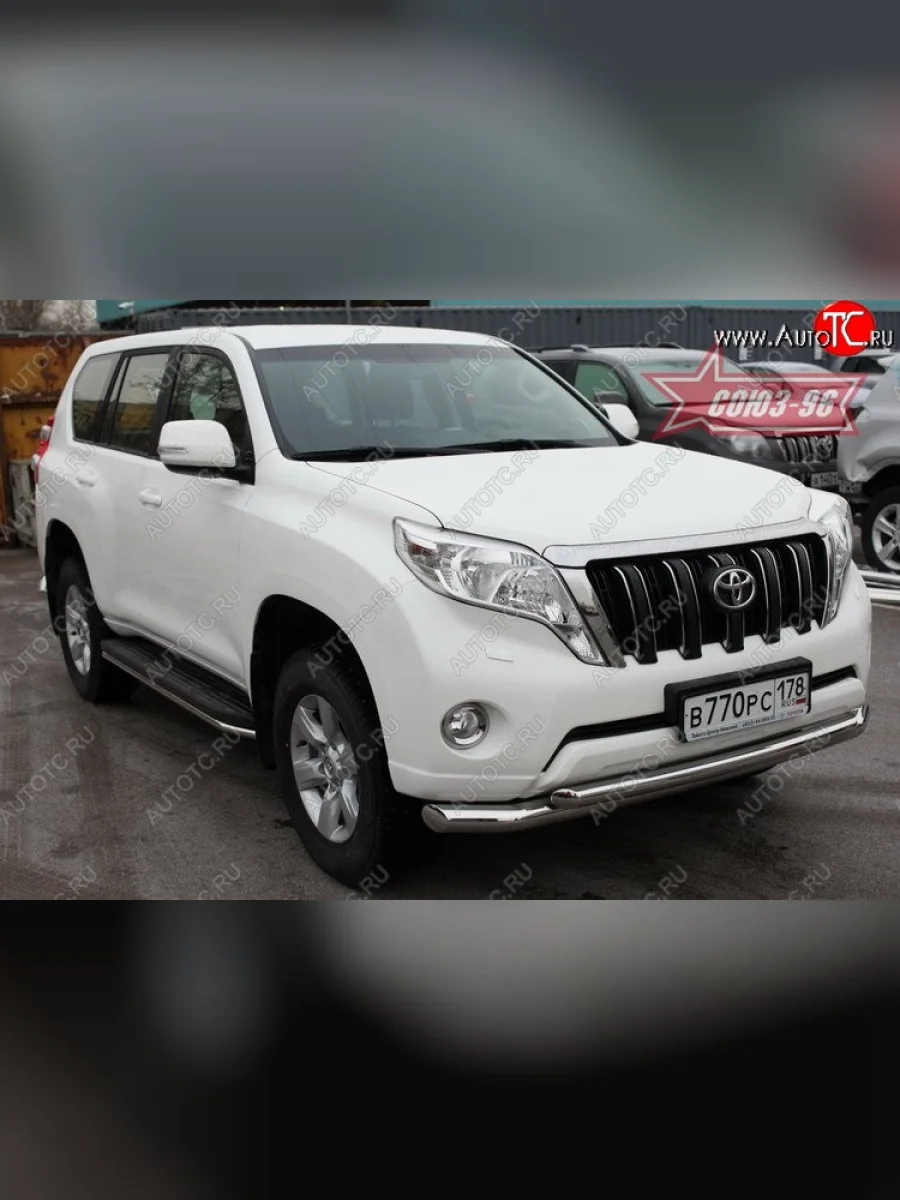 Защита переднего бампера двойная Souz-96 (d76/60) Toyota Land Cruiser Prado J150 1-ый рестайлинг (2013-2017)  в Керчи Республика Крым