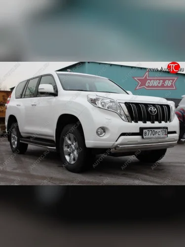 Защита переднего бампера двойная из овальных труб Souz-96 (d75х42). Toyota Land Cruiser Prado  J150 (2013-2017) 1-ый рестайлинг