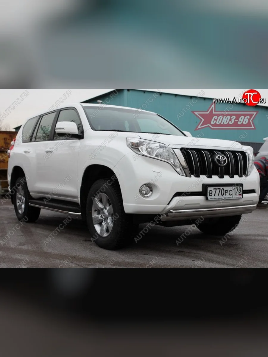 Защита переднего бампера двойная из овальных труб Souz-96 (d75х42).  Toyota Land Cruiser Prado (2013-2017) J150  в Керчи Республика Крым