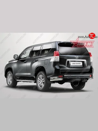 Защита заднего бампера из двойных боковых уголков (d76х42) Souz-96 Toyota Land Cruiser Prado  J150 (2009-2013) дорестайлинг