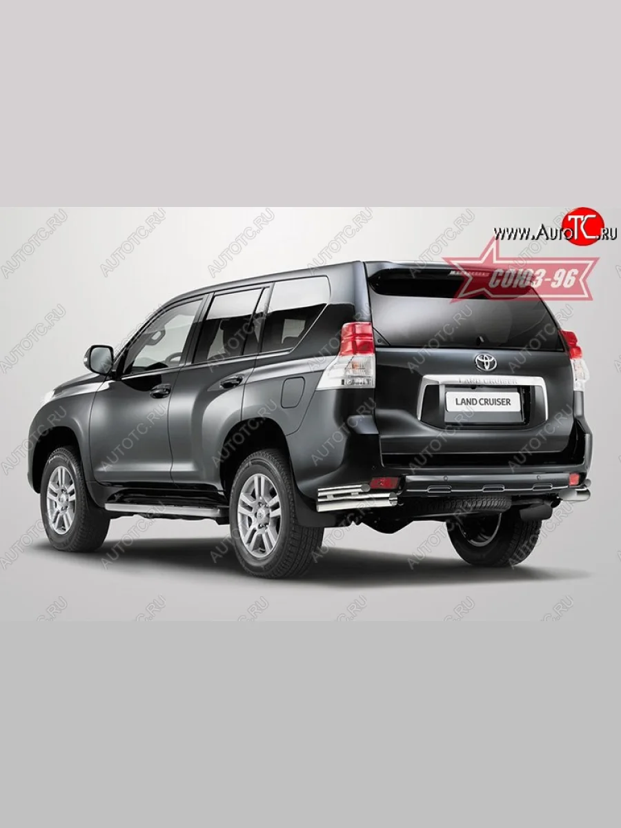 Защита заднего бампера из двойных боковых уголков (d76х42) Souz-96  Toyota Land Cruiser Prado (2009-2013) J150  в Керчи Республика Крым