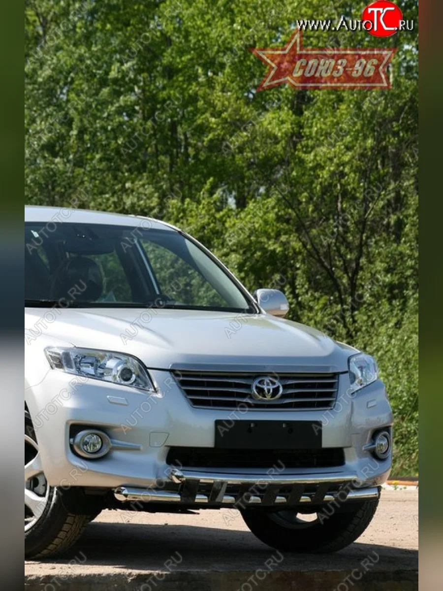 Двойная защита переднего бампера d60х60 с декор. элементами удлинённый Souz-96  Toyota RAV4 (2010-2013) XA30  с доставкой в г. Самара