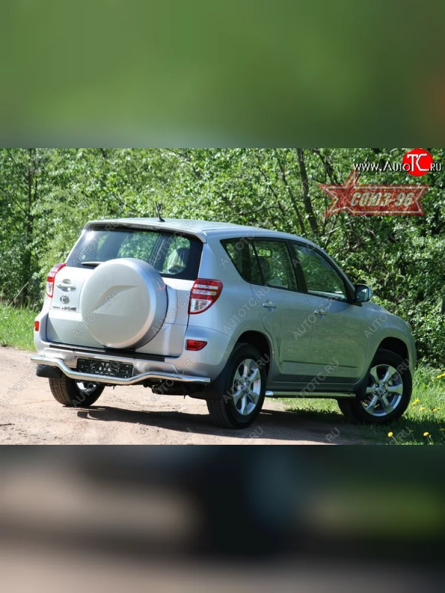 Фигурная защита заднего бампера диаметром 60 мм на стандарт Souz-96 Toyota RAV4 XA30 5 дв. 2-ой рестайлинг (2010-2013)  в Перми Пермском крае