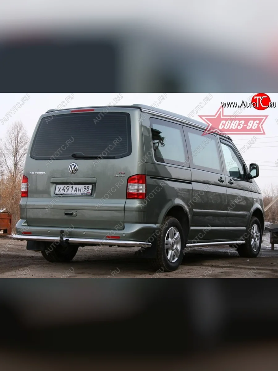 Защита заднего бампера Souz-96 (d60) Volkswagen Transporter T5 дорестайлинг (2003-2009)  в Керчи Республика Крым