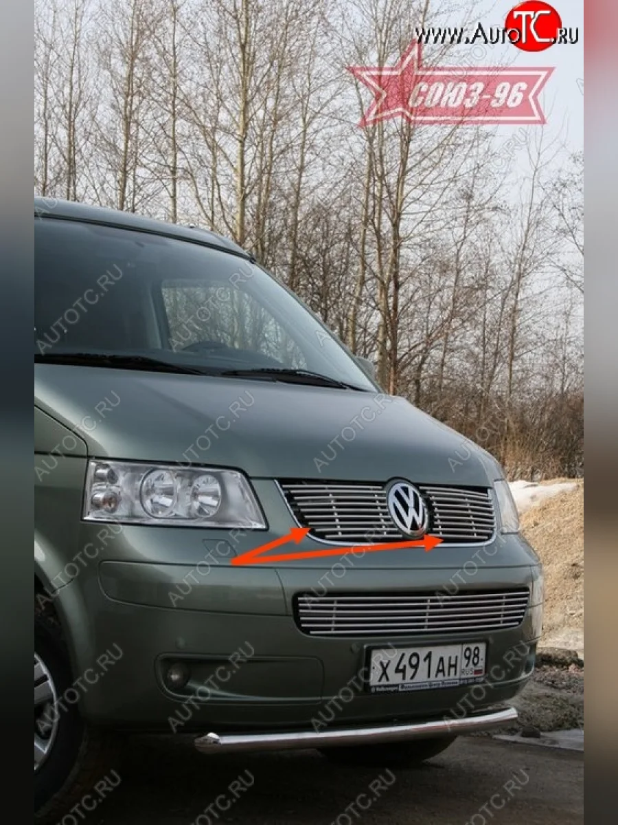 Декоративные элементы решетки радиатора Souz-96 (d10)  Volkswagen Transporter (2003-2009) T5  в Воронеже Воронежской области