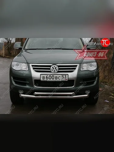 Защита переднего бампера двойная Souz-96 (d76/60) Volkswagen Touareg  1 GP (2006-2010) рестайлинг