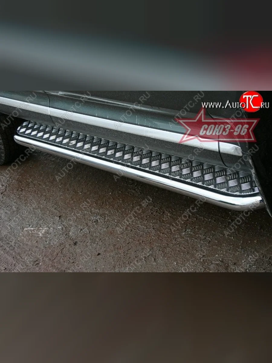 Защита порогов с листом Souz-96 (d60). Volkswagen Touareg 1 GP рестайлинг (2006-2010)  в Керчи Республика Крым