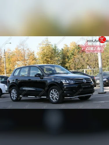 Защита переднего бампера одинарная Souz-96 (d60) Volkswagen Touareg  2 NF (2010-2014) дорестайлинг