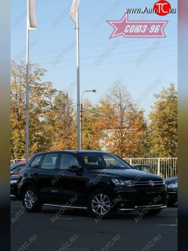 Защита переднего бампера двойная Souz-96 (d76/60) Volkswagen Touareg  2 NF (2010-2014) дорестайлинг