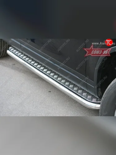 Защита порогов с листом Souz-96 (d60). Volkswagen Touareg  2 NF (2010-2014) дорестайлинг