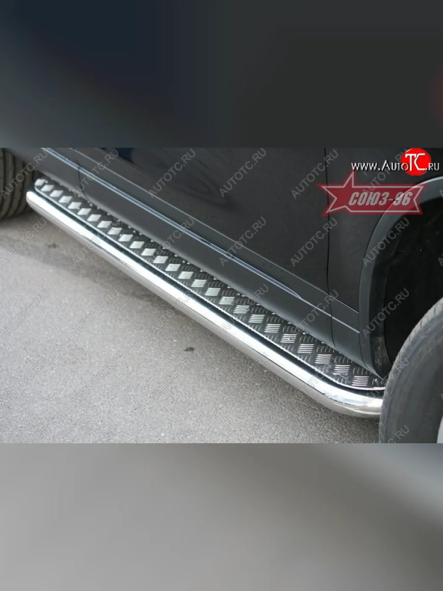 Защита порогов с листом Souz-96 (d60).  Volkswagen Touareg (2010-2014) 2 NF  в Самаре Самарской области