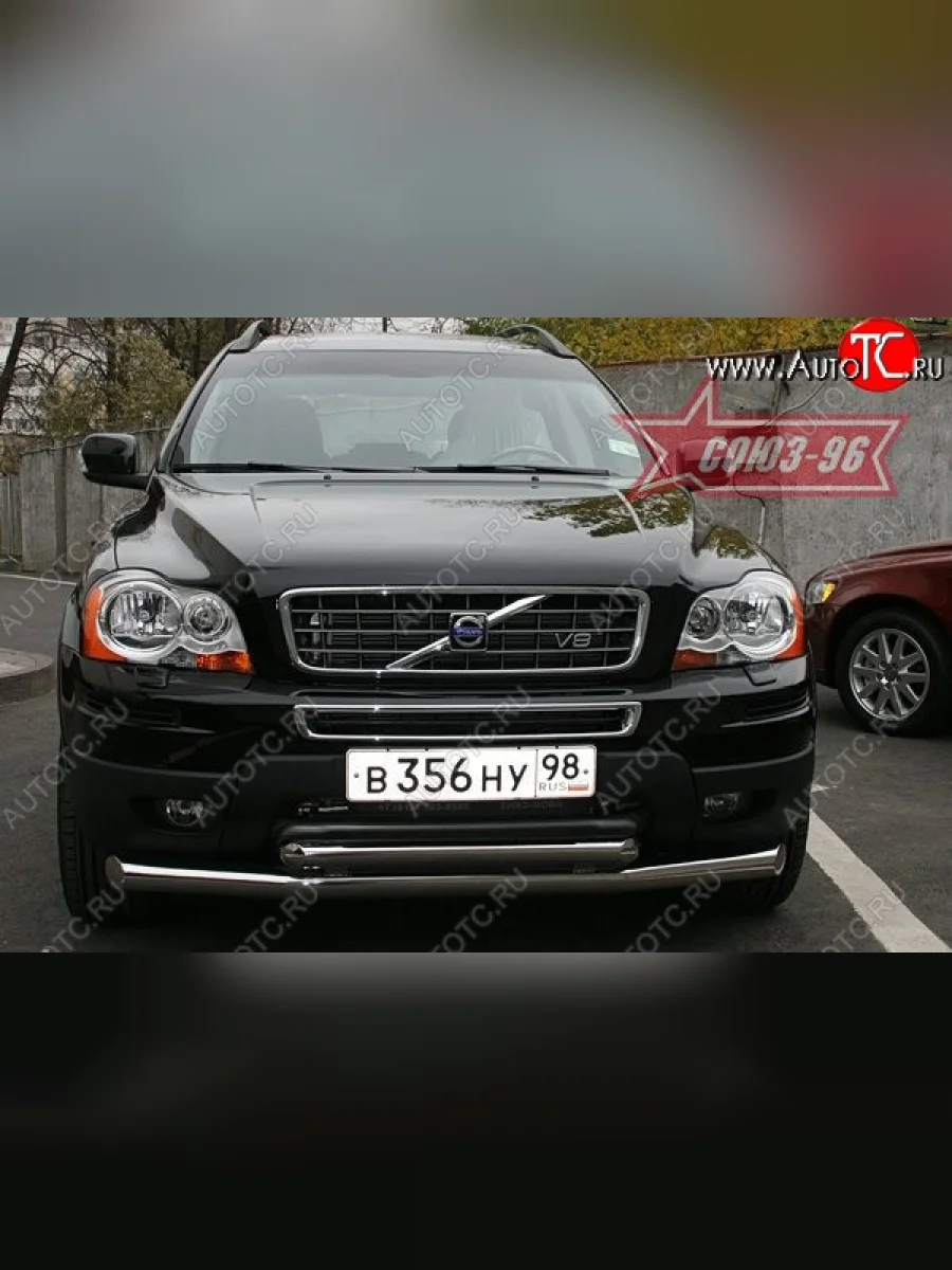 Защита переднего бампера двойная Souz-96 (d76/60) Volvo XC90 C 1-ый рестайлинг (2006-2009)  в Воронеже Воронежской области