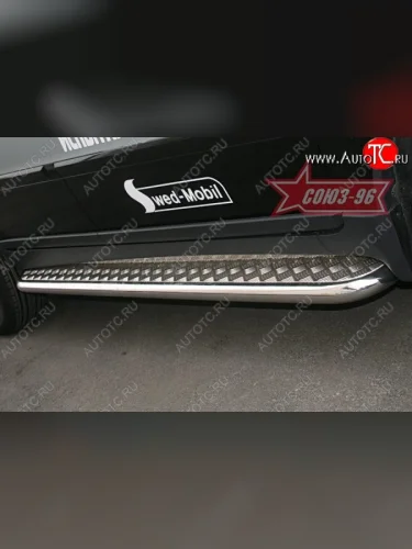 Защита порогов с листом Souz-96 (d60). Volvo XC90  C (2002-2014) дорестайлинг, 1-ый рестайлинг, 2-ой рестайлинг