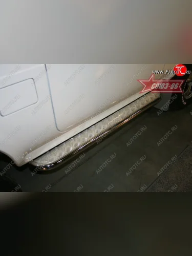 Защита порогов с листом Souz-96 (d42). Лада ВАЗ Нива 4х4  2121 (1977-2019) 3 дв. дорестайлинг