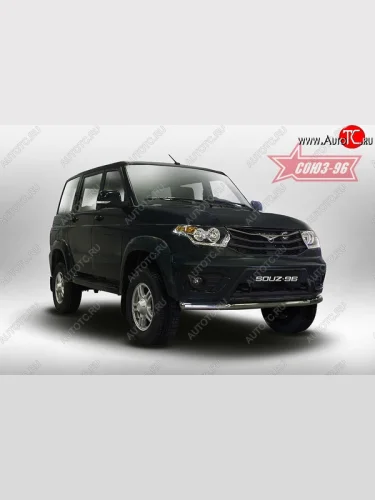 Защита переднего бампера одинарная Souz-96 (d60). Уаз Патриот ( 3163 5-дв.,  3163 5 дв.) (2014-2025) 1-ый рестайлинг, 2-ой рестайлинг