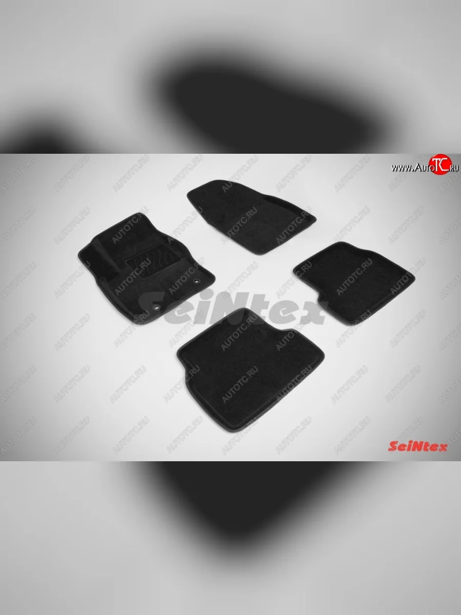 Износостойкие коврики в салон SeiNtex Premium 3D 4 шт. (ворсовые, черные) Ford Focus 2 хэтчбэк 3 дв. дорестайлинг (2004-2007)  с доставкой в г. Керчь