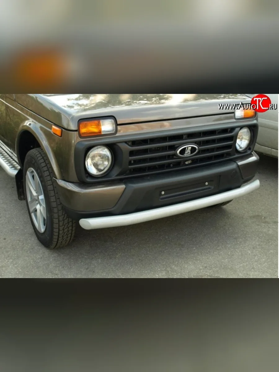 Защита переднего бампера (Ø63,5 мм) Металл Дизайн Лада ВАЗ нива 4х4 2131 Урбан 3 дв. дорестайлинг (2014-2019) (Окраска в серебристый цвет)  в Воронеже Воронежской области