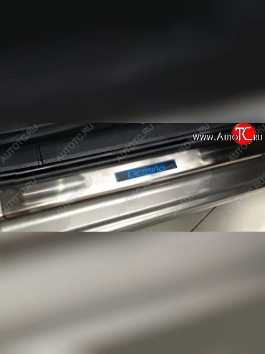 Накладки на порожки автомобиля CT v2 Skoda Octavia A5 дорестайлинг универсал (2004-2008)  в Самаре Самарской области