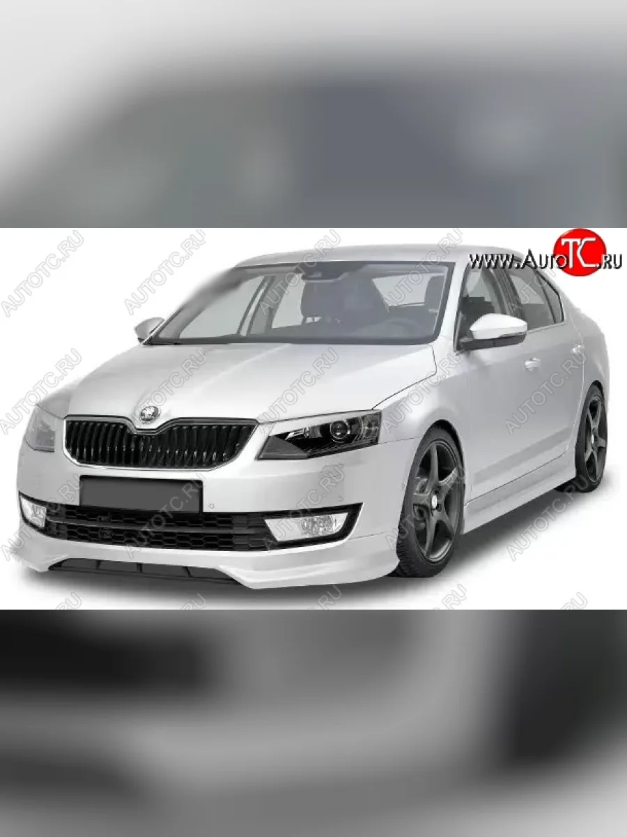 Накладка на передний бампер CT Skoda Octavia A7 дорестайлинг лифтбэк (2012-2017) (Неокрашенная)  с доставкой в г. Керчь