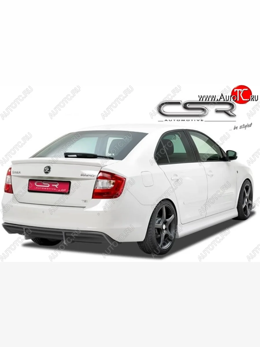 Накладка на задний бампер CSR style Skoda Rapid NH3 дорестайлинг лифтбэк (2012-2017) (Неокрашенная)  в Керчи Республика Крым