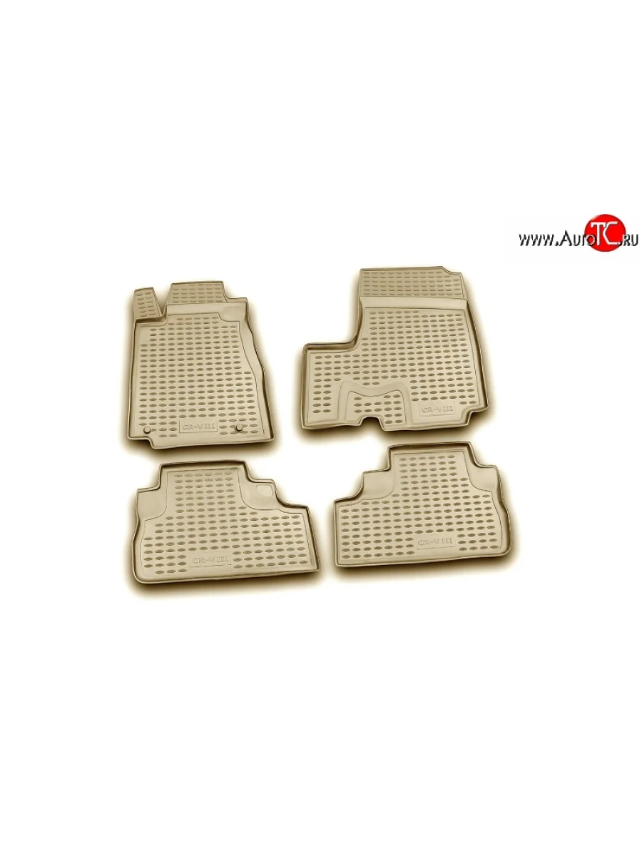 Коврики в салон Element 4 шт. (полиуретан, бежевые) Honda CR-V RE1,RE2,RE3,RE4,RE5,RE7 дорестайлинг (2007-2010)  с доставкой в г. Пермь