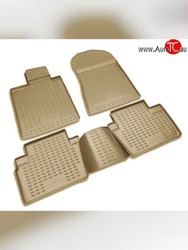 Комплект ковриков в салон Element 4 шт. (полиуретан, бежевые) Honda Legend 4 KB1 дорестайлинг (2004-2008)