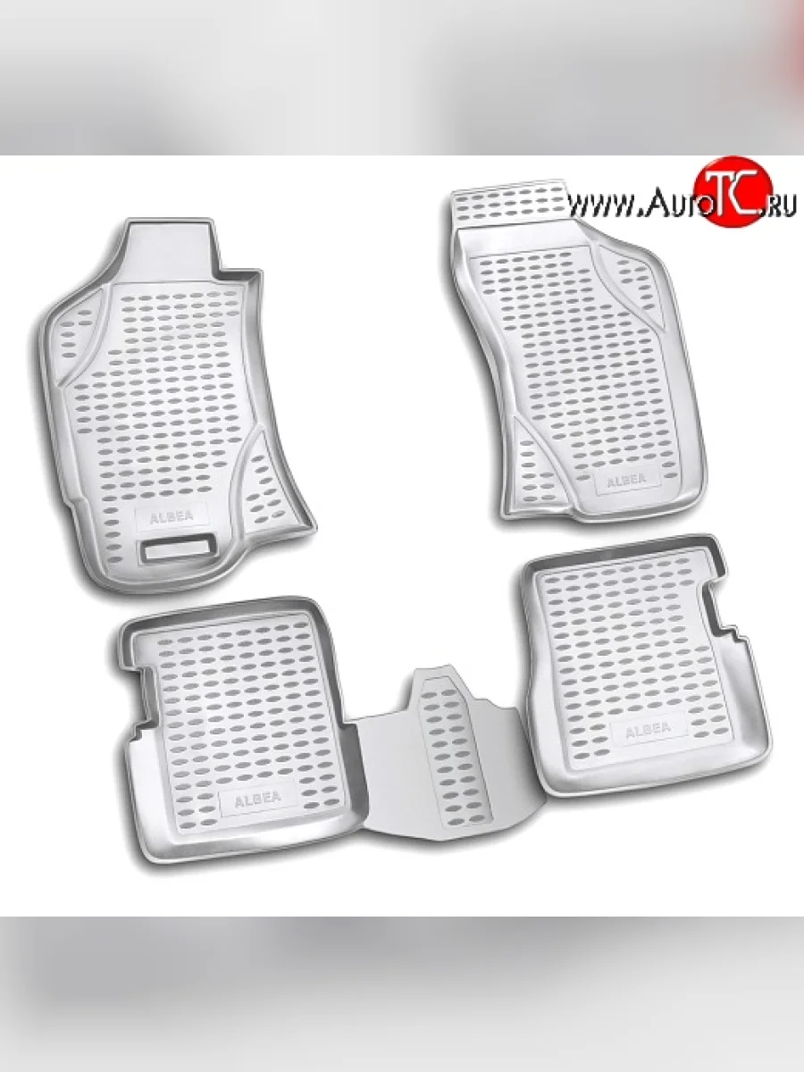 Комплект ковриков в салон Element 4 шт. (полиуретан, серые) Fiat Albea 170 седан (2002-2012)  в Перми Пермском крае