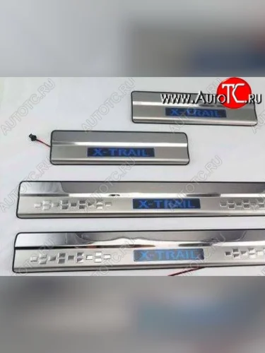 Накладки на порожки автомобиля СТ v3 Nissan X-trail 3 T32 рестайлинг (2017-2022)