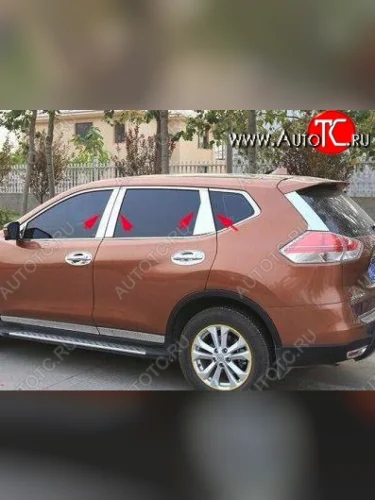Центральные накладки на стойки дверей СТ Nissan X-trail 3 T32 рестайлинг (2017-2022)