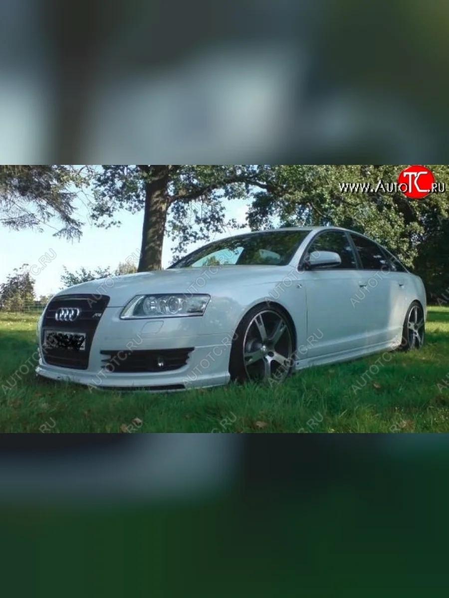 Накладка на передний бампер CT Audi A6 C6 дорестайлинг, универсал (2004-2008) (Неокрашенная)  в Перми Пермском крае