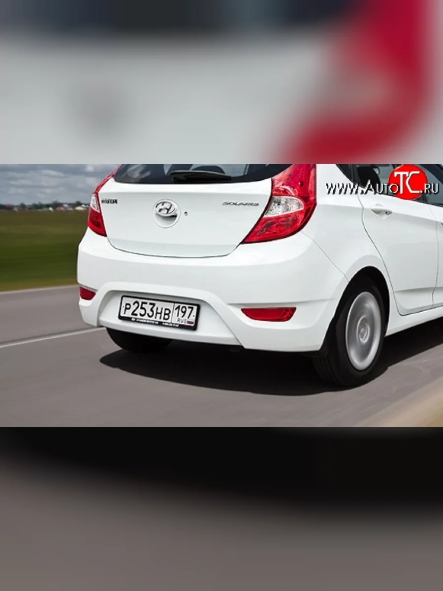 Задний бампер Стандартный Hyundai Solaris RBr хэтчбэк дорестайлинг (2010-2014) (Неокрашенный)  с доставкой в г. Пермь