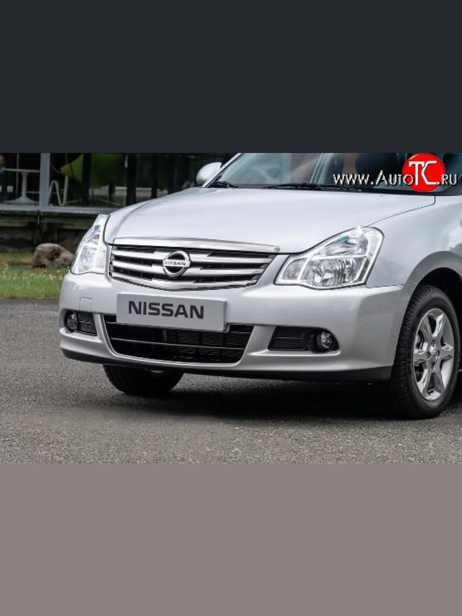 Передний бампер с правой заглушкой под крюк Стандартный Nissan Almera 3 G15 седан (2012-2019) (Окрашенный)  в Керчи Республика Крым