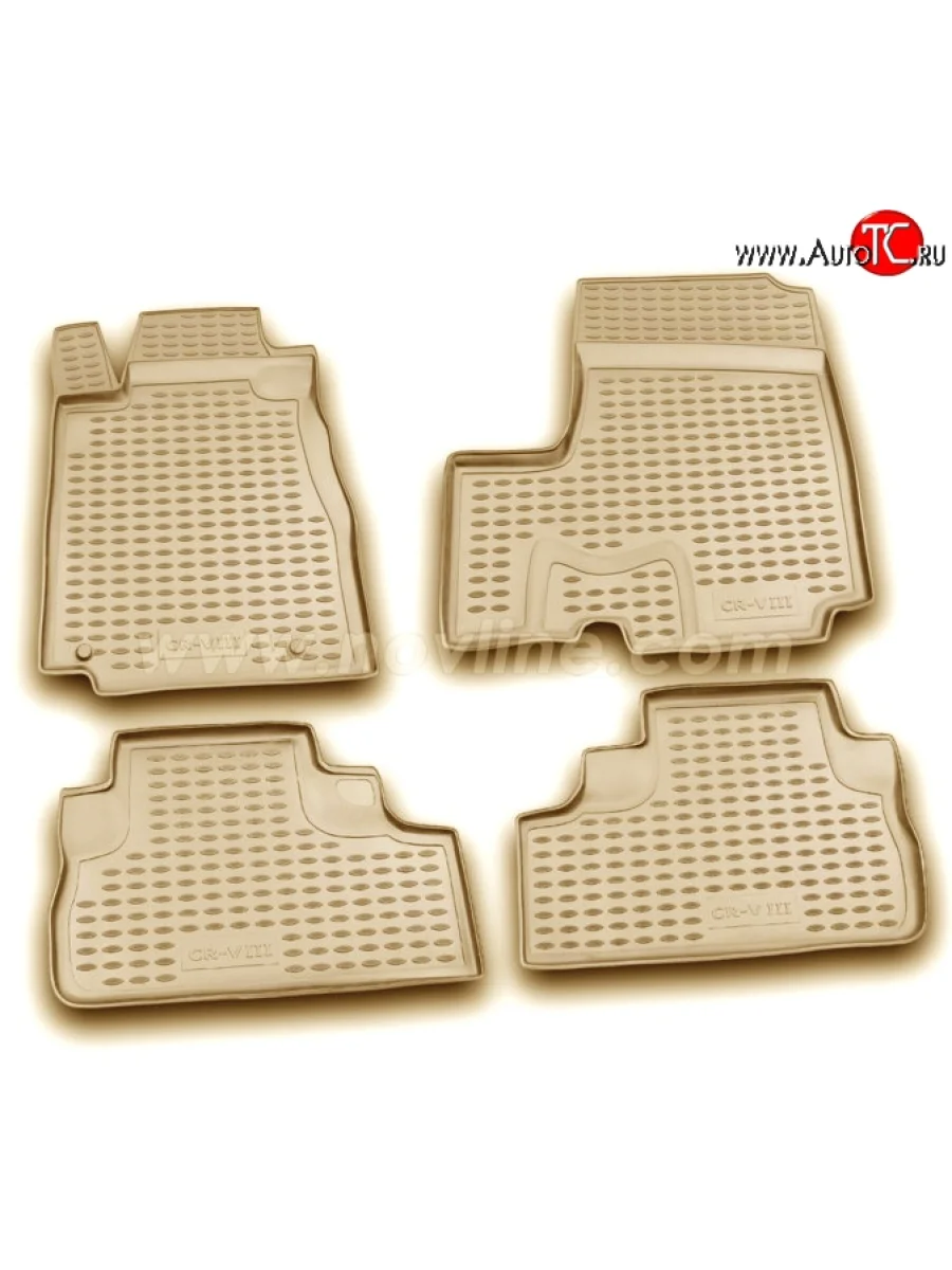 Комплект ковриков в салон Element 4 шт. (полиуретан, бежевые) Honda CR-V RM1,RM3,RM4 дорестайлинг (2012-2015)  с доставкой в г. Керчь