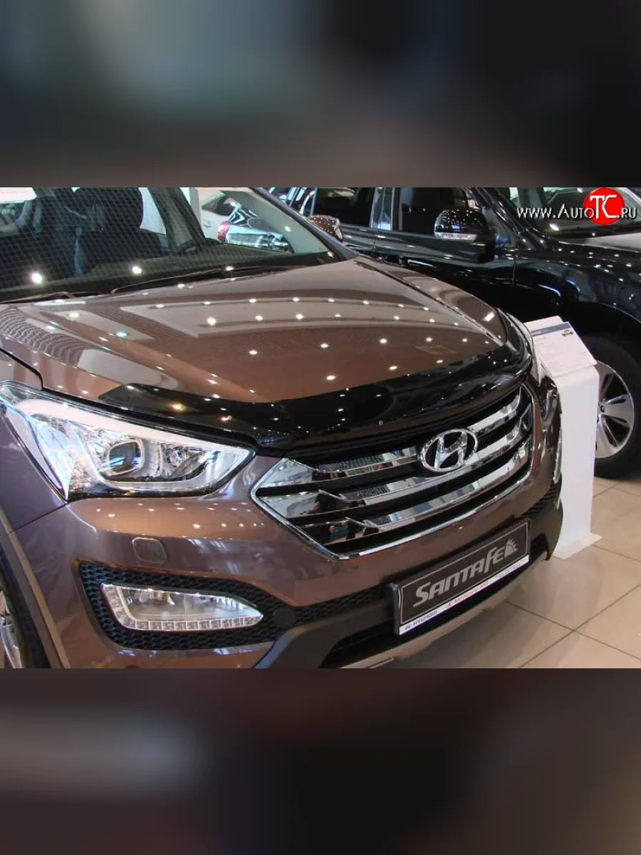 Дефлектор капота NovLine Hyundai Santa Fe DM дорестайлинг (2012-2016)  в Воронеже Воронежской области